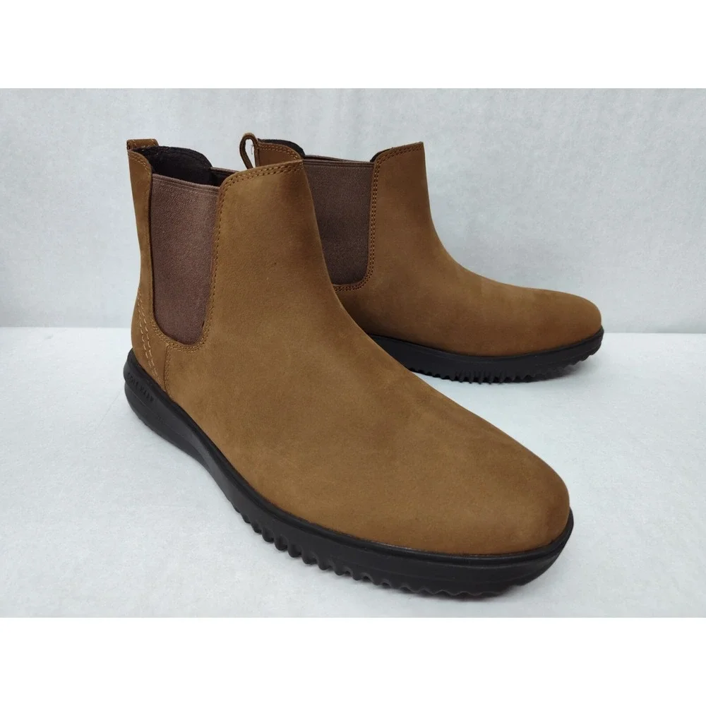 Cole Haan Men's Grand Plus Chelsea‎ Suede Boots C38789 Lumber Java Sz 10.5